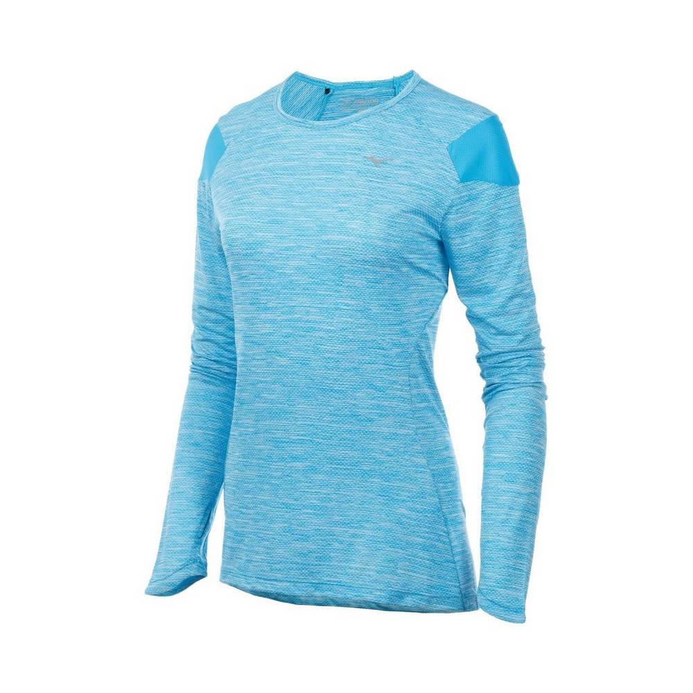 Womens Mizuno ALPHA LONG SLEEVE 2.0 Running T-Shirts Azure Philippines (JOUPYV076)